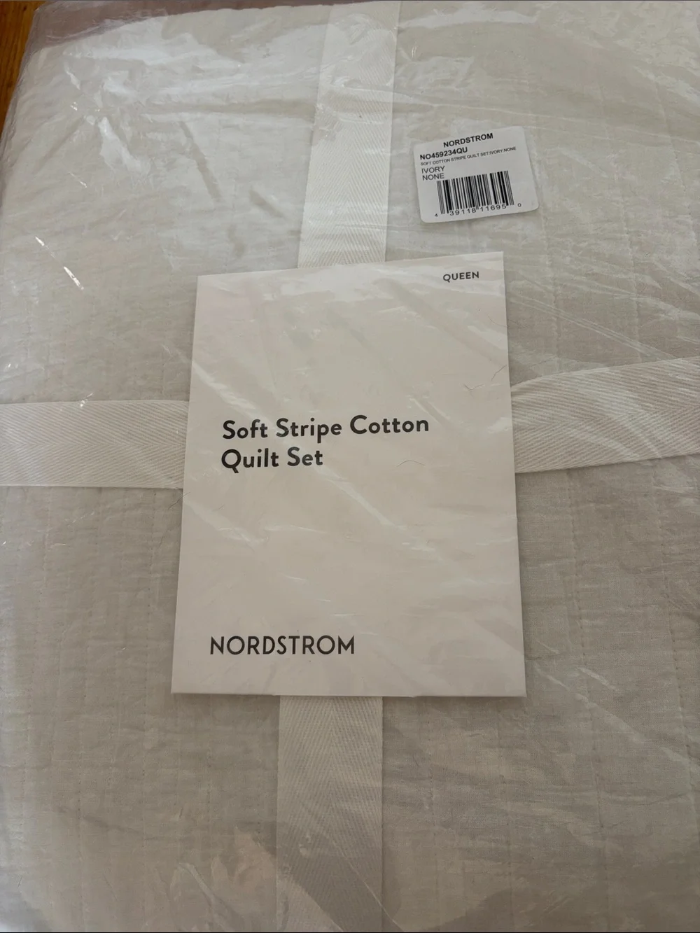 Nordstrom Soft Stripe Cotton Quilt Set - Cream and White